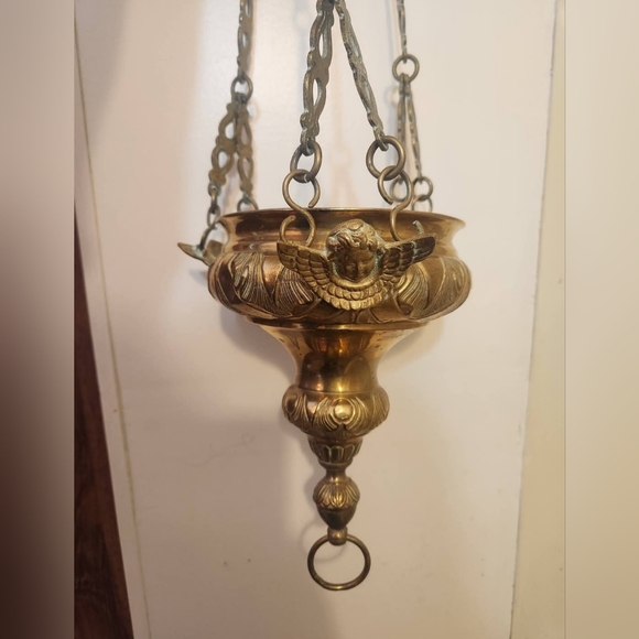 Free People Other - Rare 1800s Vintage European Ornate Brass Sanctuary Lamp/Plant Pot